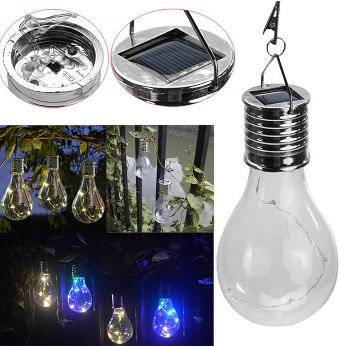 Solar Hanging Camping Lights Garden Yard Pathway Waterproof LED Light Bulb (Red)