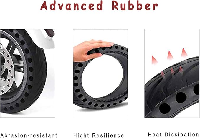 Solid Tires 8.5 Inches Electric Scooter Wheels Replacement Tire 8-12'' Front or Rear Honeycomb Tires for Xiaomi Mijia M365, Gotrax GXL V2 and More (1)
