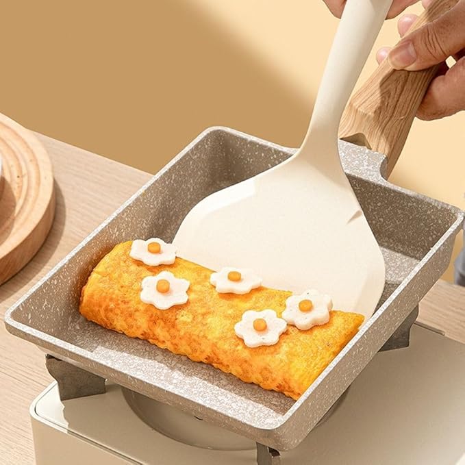 Silicone Pancakes Shovel,Wide Spatula Turner,Non-Stick Tamagoyaki Spatula,Japanese Omelette Spatula,Flexible Silicone Turner for Kitchen(white), AM0XEB0LJH2US