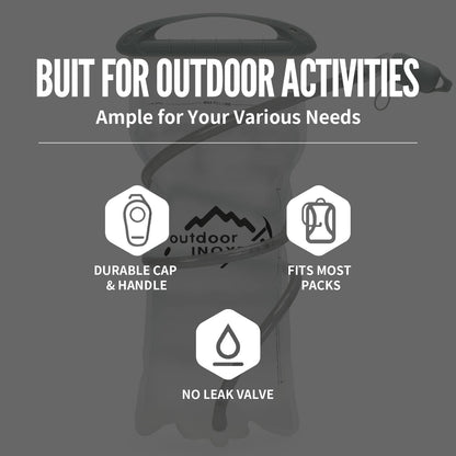 1.5L/2L/3L Hydration Bladder, INOXTO Water Bladder with Water Reservoir Hose Insulator & High Flow Bite Valve for Hiking Backpack, Leak Proof 1.5/2L/3L Water Reservoir for Camping Cycling Running