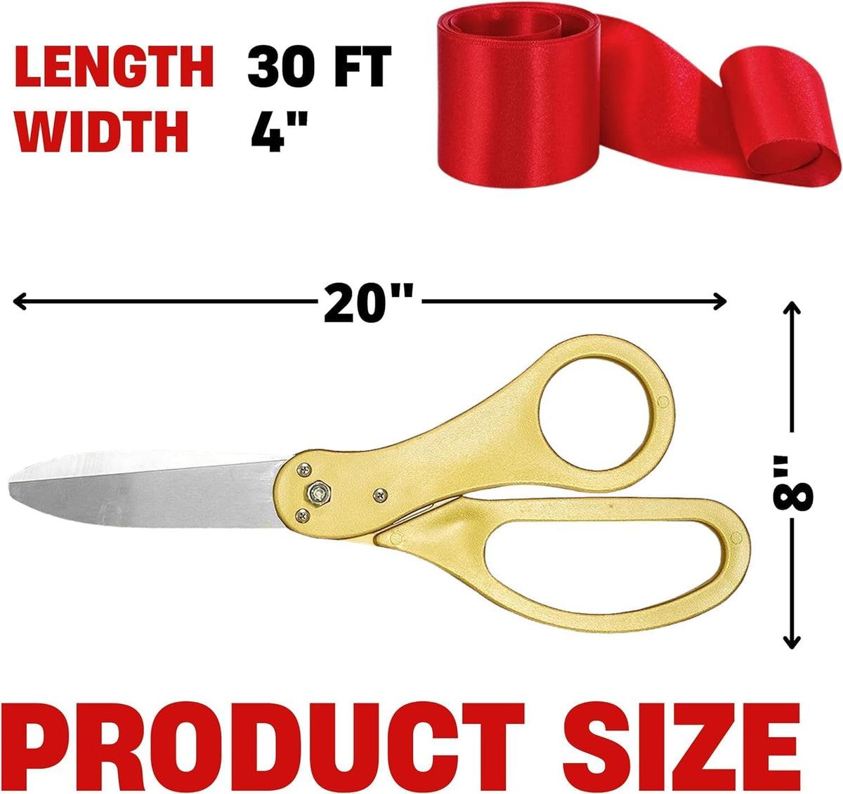 20" Gold Scissors for Grand Opening – Gold Giants Ribbon Cutting Scissors for Special Events Inaugurations and Ceremonies Giant Shears for Opening Ceremony Heavy Duty Shears