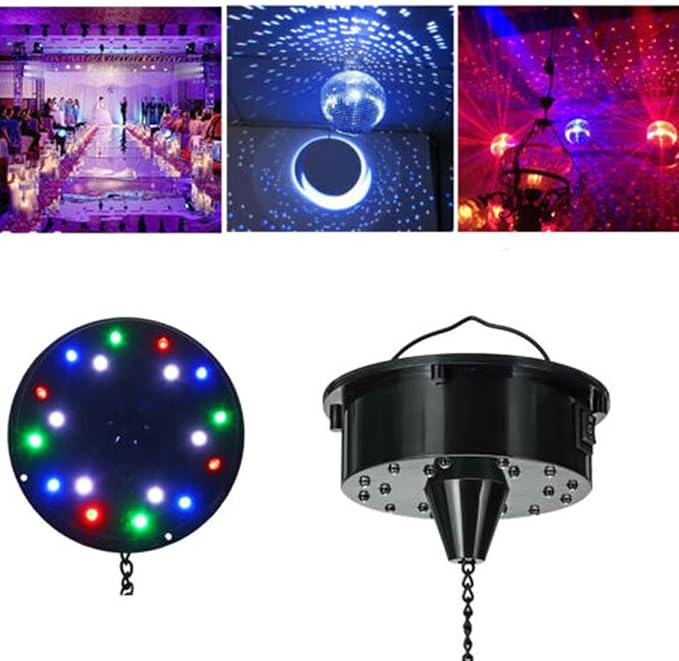 6RPM RGBW Light Rotated Motor 18LED For Mirror Disco Ball 6" 8" 12" DJ Bar Party