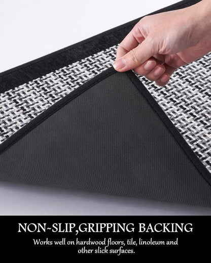 PADOOR Semicircular Kitchen Mat, 20x32 Kitchen Rug Non Slip Washable, Black