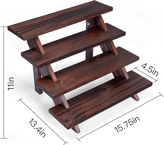 Wooden Rustic Cupcake Stand for 24 Cupcakes, Stepped Wood Display Stand for Weddings, Tiered Party Table Display Riser for Food , Dessert, Cookie, Decor, Craft Show, Brown