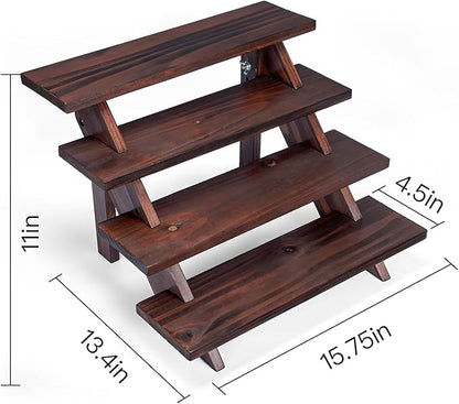 Wooden Rustic Cupcake Stand for 24 Cupcakes, Stepped Wood Display Stand for Weddings, Tiered Party Table Display Riser for Food , Dessert, Cookie, Decor, Craft Show, Brown