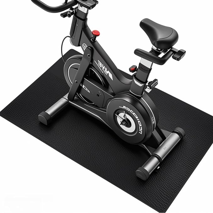 Jakarl Bike Mat Compatible with Treadmill  Elliptical Machine, 6mm Thick, Protects Hardwood Floor  Carpet, Black Trainer Mat for Exercise Equipment (30" x 60")