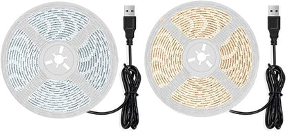ausuky LED Strip Light Flexible Lamp Diode Tape Set TV Desktop Screen Backlight 5V USB (White Light5m)