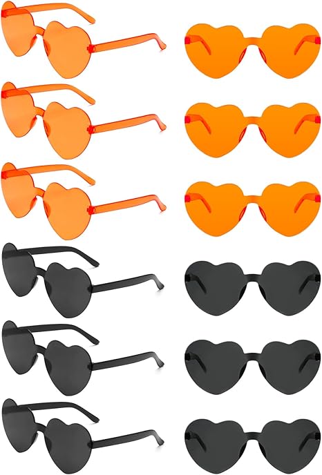 Heart Sunglasses,12 Pcs Pink Sunglasses,Rimless Clear Slasses,Cute Heart Shaped Sunglasses,Colored