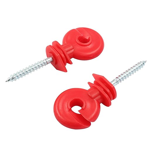 10Pcs Red Electric Fence Insulator, 91mm3.58 inch Screw-in Electric Fence Insulator Tool for Ranch Agricultural Fencing