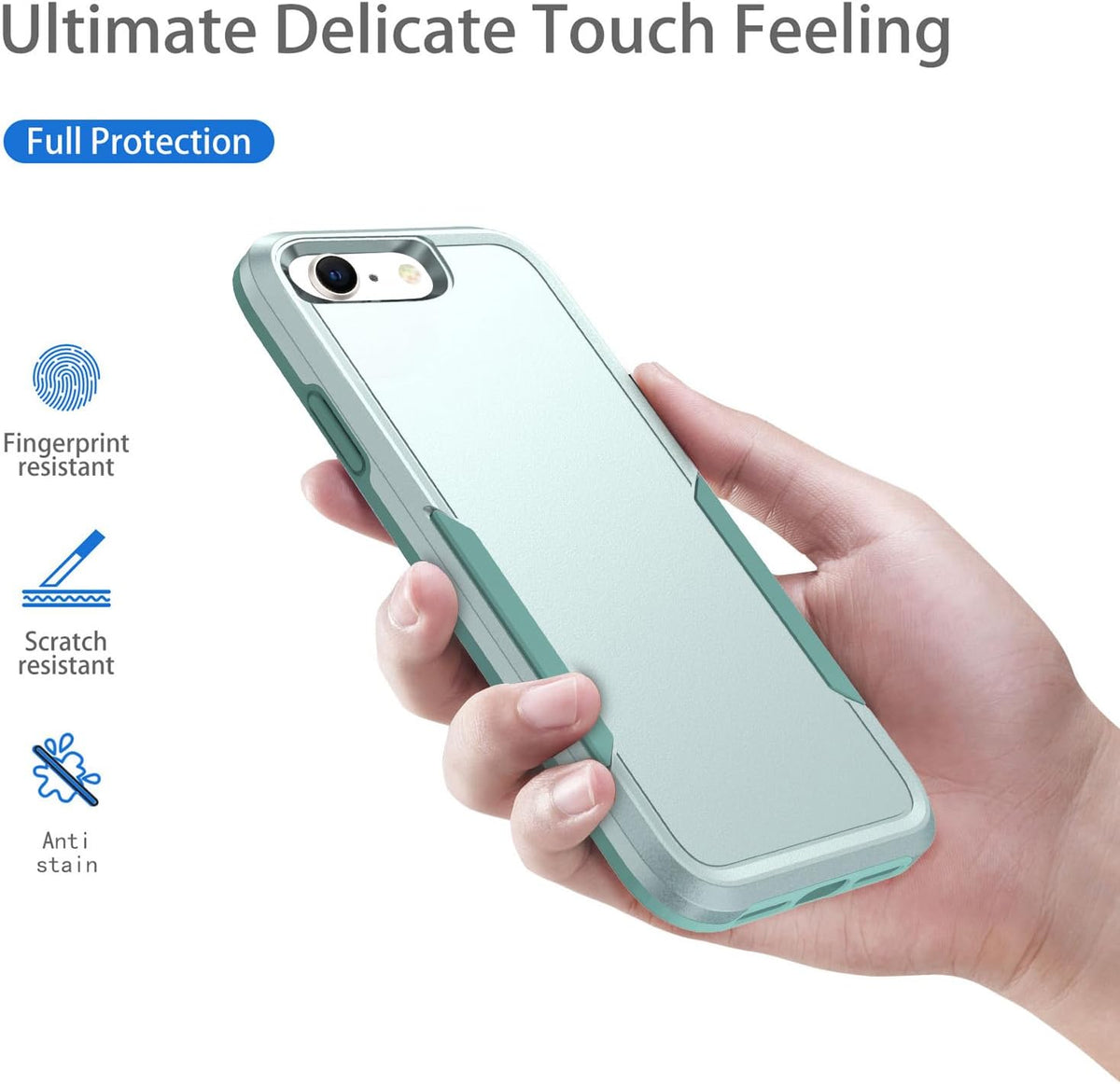Compatible with iPhone SE 2020/2022 Case, for iPhone 7/8 Case, Heavy Duty Shockproof Protective Green Phone Case for SE2 / SE3 / 7/8, 4.7-inch