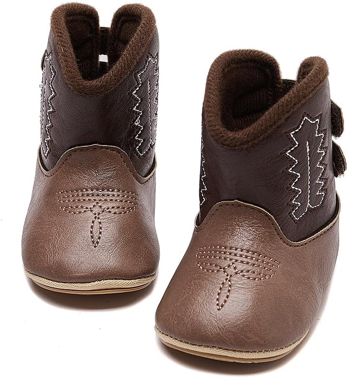 Baby Cowboy Boots Western Boots Toddler Cowboy Bootie Soft Sole Non-Slip Crib Shoes for Infant Boys Girls0-18 Months