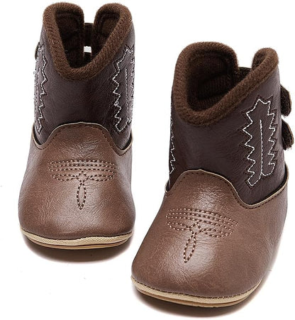 Baby Cowboy Boots Western Boots Toddler Cowboy Bootie Soft Sole Non-Slip Crib Shoes for Infant Boys Girls0-18 Months