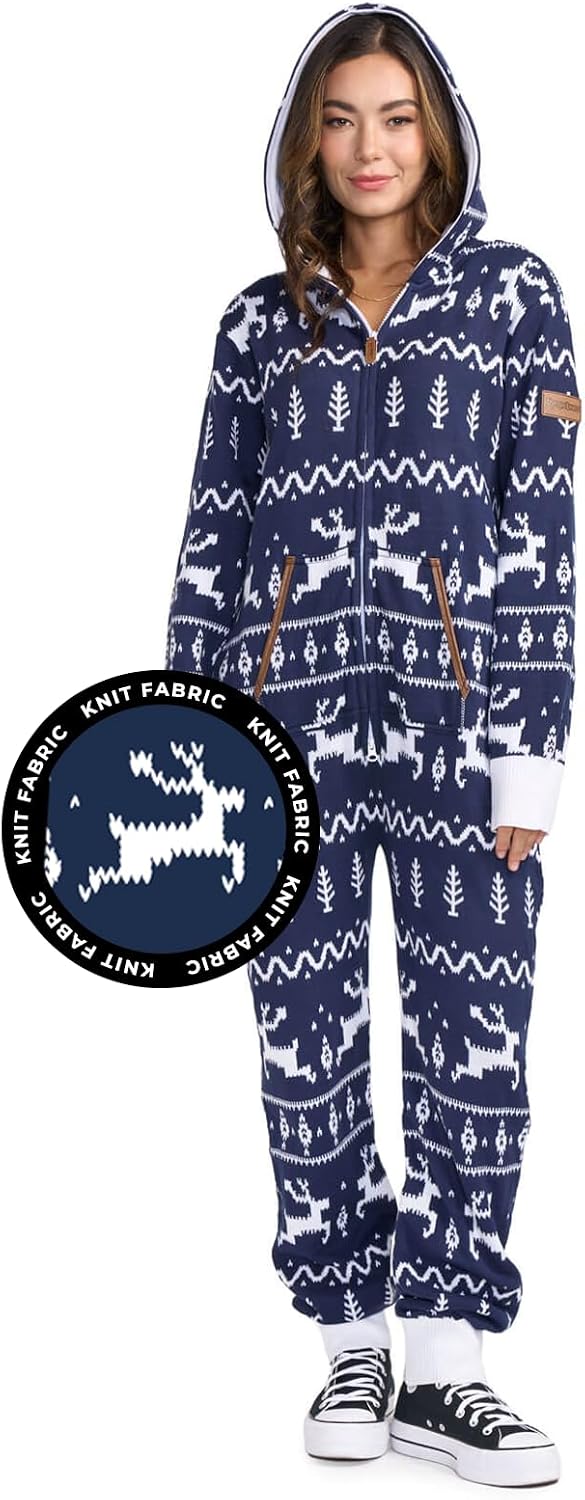 Tipsy Elves Christmas Knit Jumpsuits - Cozy Knit One Piece Jumpsuit for Adults