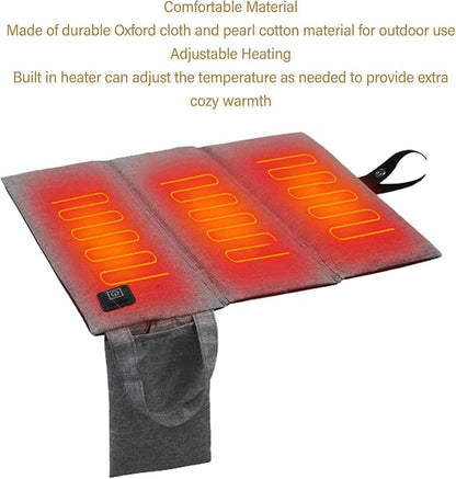 3 Temp Setting Heated Seat Cushion, Portable Fast Heating USB Power Seat Mats, Oxford Warm Pads, for Camping Fishing Hunting Stadium Travel Use