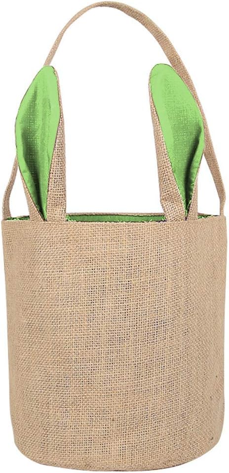 Egg Basket Holiday Rabbit Bunny Printed Canvas Gift Carry Eggs Candy Bag - HHmei Rabbit Bag, Rabbit, Rabbit Storage Bag (Green)