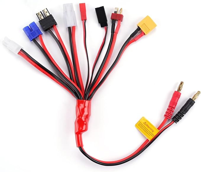 RC Lipo Battery Charger Adapter Connector Splitter Wire 8 in 1 Octopus Convert Cable to 4.0mm Banana Plug Lead Cable for TRX, T-Plug, Futaba, Tamiya Mini, XT60, EC3, JST, Tamiya