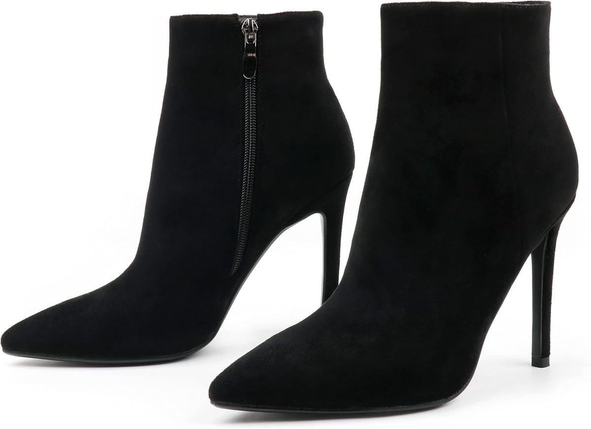 Ankle Boots for Women 4IN Stiletto High Heel Pointed Toe Boots with Zipper