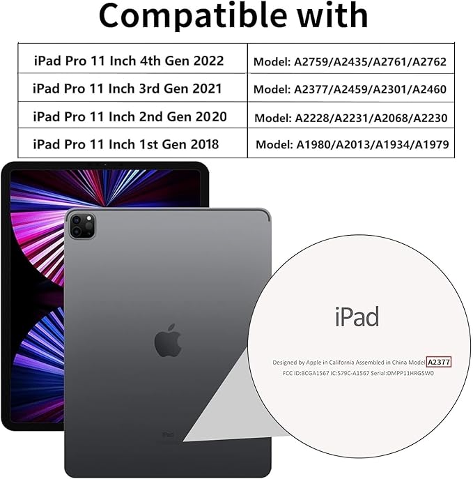 ProCase Cover for iPad Pro 11 Inch Case 2022/2021/2020/2018, Slim Stand Hard Back Shell Smart Cover for iPad Pro 11 Inch 4th Gen 2022 / 3rd Gen 2021/ 2nd Gen 2020 / 1st Gen 2018-Lightpurple