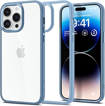 Spigen Ultra Hybrid Designed for iPhone 14 Pro Max Case (2022) [Anti-Yellowing], [Military-Grade Protection] - Sierra Blue