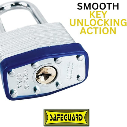 SAFEGUARD 40mm/1.57" High-Security Long Shank Laminated Padlock with Hardened Shackle and Copper Lock Cylinder