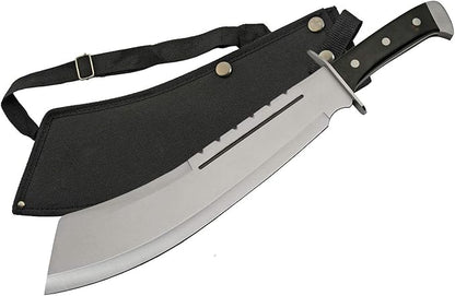 SZCO Supplies 18.25" Full Tang Machete with Nylon Sheath Ai High-Carbon Stainless Steel Blade for Camping, Survival, and Outdoor Adventures