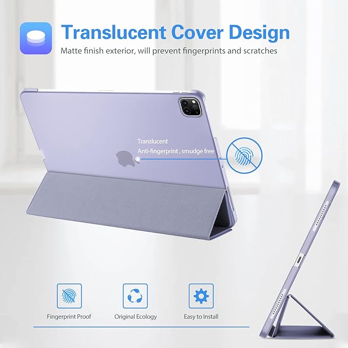 ProCase Cover for iPad Pro 11 Inch Case 2022/2021/2020/2018, Slim Stand Hard Back Shell Smart Cover for iPad Pro 11 Inch 4th Gen 2022 / 3rd Gen 2021/ 2nd Gen 2020 / 1st Gen 2018-Lightpurple