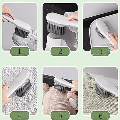 Shoe Brush Cleaning Brush Scrub Brush Laundry Brush, Household Cleaning Brushes Tool for Countertops Bathtubs, Clothes, Shoes, Floors, Bathroom, Carpet (White  Gray)