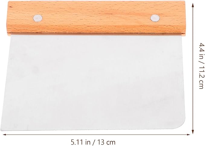 Beech Flour Cut Bench Scraper Stainless Steel Dough Scrapers Cake Smoother Pastry Scraper for Baking Food Scraper with Handle Cream Scraper Stainless Steel Pastry Scraper