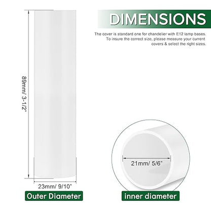 3.5 Inch Tall White Plastic Candle Covers Sleeves,Chandelier Socket Sleeves,Candelabra Base E12 Socket Covers Set of 6 (3.5 inches high  6pcs)