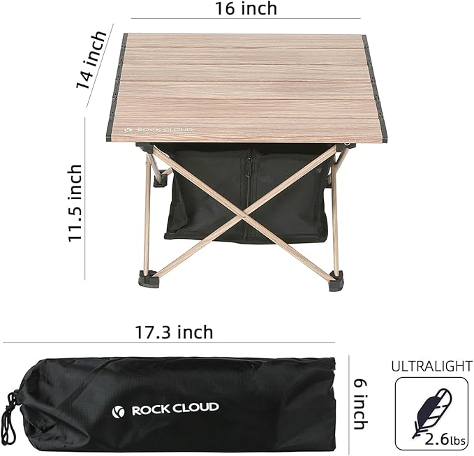 ROCK CLOUD Portable Camping Table Ultralight Aluminum Camp Table with Storage Bag Folding Beach Table for Camping Hiking Backpacking Outdoor Picnic