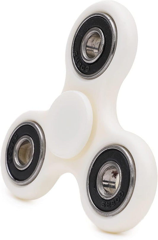 Toyland® Fidget Hand Spinner - Stress and Anxiety Relief - Assorted Colours (White & Black Rings)