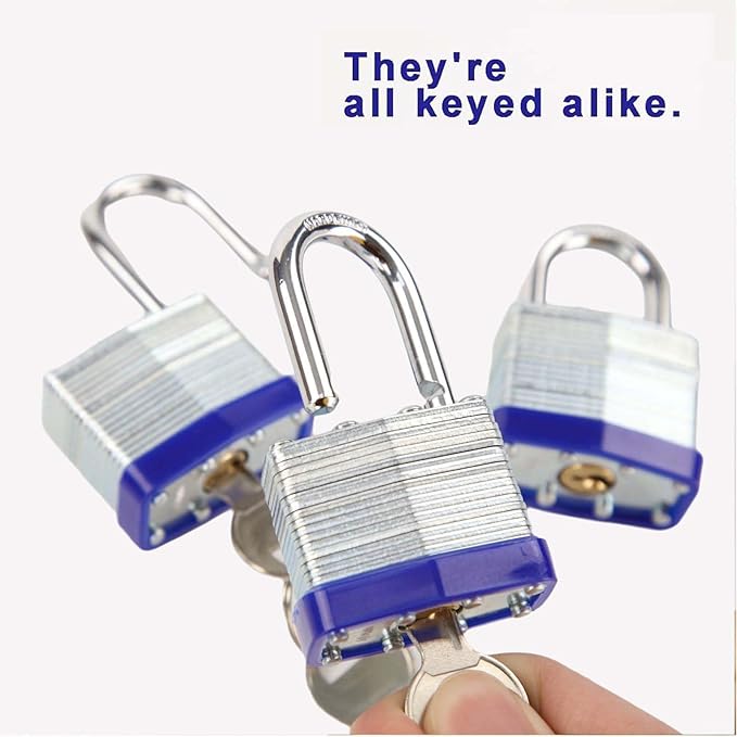 SEPOX¬Æ Trinity Keyed-Alike Padlocks Outdoor, Reinforced Laminated Steel Body Heavy-Duty 1-9/16" 40MM, Uncuttable Standard Shackle, 3-Pcs-Pack, 6-Pcs Same Keys, for Gym Locker,Toolbox, Shed, Storage