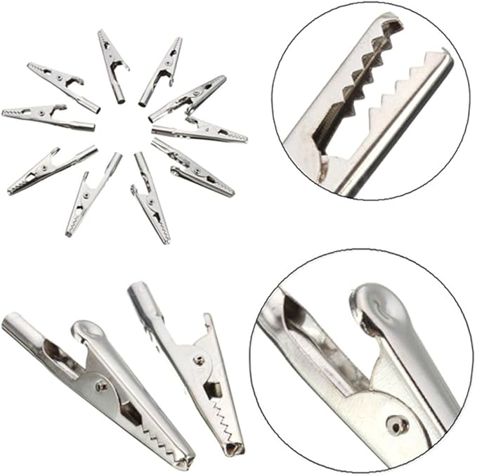 6 Pcs/Lot 51mm Length Crocodile Clips Stainless Steel Screw Probe Fixing Test Alligator Clips Crocodile Clamps