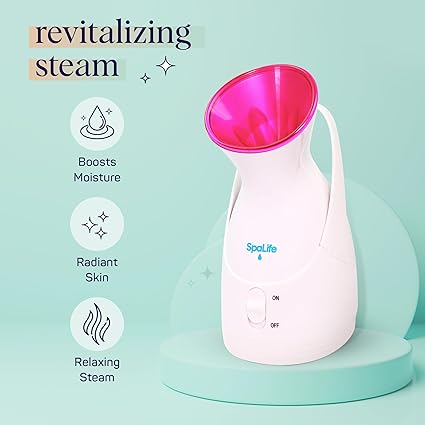 SpaLife Nano Ionic Facial Steamer - Face Steamer for Deep Facial Cleaning, Skin Hydration, and Pore Unclogging - Facial Humidifier for Skin Care - Portable and Professional Spa Facial Steamer