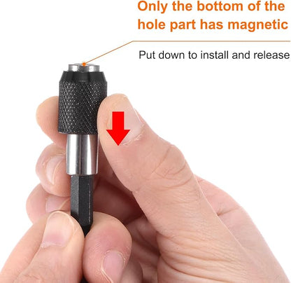 HARFINGTON Magnetic Extension Chuck Adapter 6" 14 Inch Hex Shank Quick Release Bar Socket Screwdriver Bit Holder for Screwdriver Bits Nuts Drills Socket Driver Adapter, Black