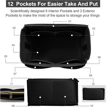 OMYSTYLE Purse Organizer Insert, Felt Tote Bag Organizer Insert with 5 Sizes, Handbag Dividers for Inside Purse, Compatible with Longchamp, Neverful, Speedy and More