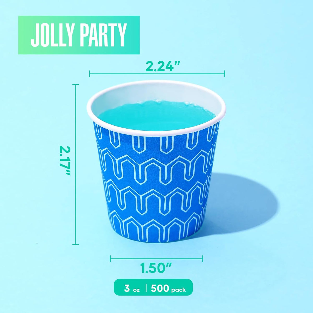 [300Pack ] 3 oz Paper Cups, Small Mouthwash Cups, Disposable Bathroom Cups, Paper Cups for Party, Picnic, BBQ, Travel, and Event, Assorted Blue Pattern