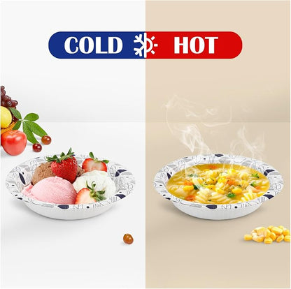 Lamosi 150 Counts 20 oz Paper Bowls, Heavy Duty Soak Proof Paper Bowls, Microwave Safe, Disposable Bowls Bulk for Breakfast, Lunch, and Dinner Meals