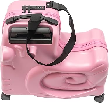 20" Kids Ride-On Luggage – Trolley Suitcase with Universal Wheels and Password Lock, Carry-On Rolling Bag for Ages 1-6, ABS+PC (Pink Snail Design)