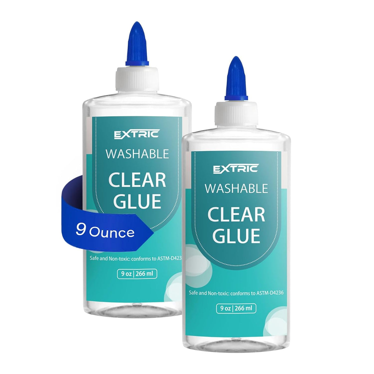 EXTRIC Clear Glue Washable Liquid 9 OZ, 2 PK Slime Glues & Art Crafts Features: Non-Toxic and Washable, Use: Slime, Crafts, Home, School, Color: Dries Clear