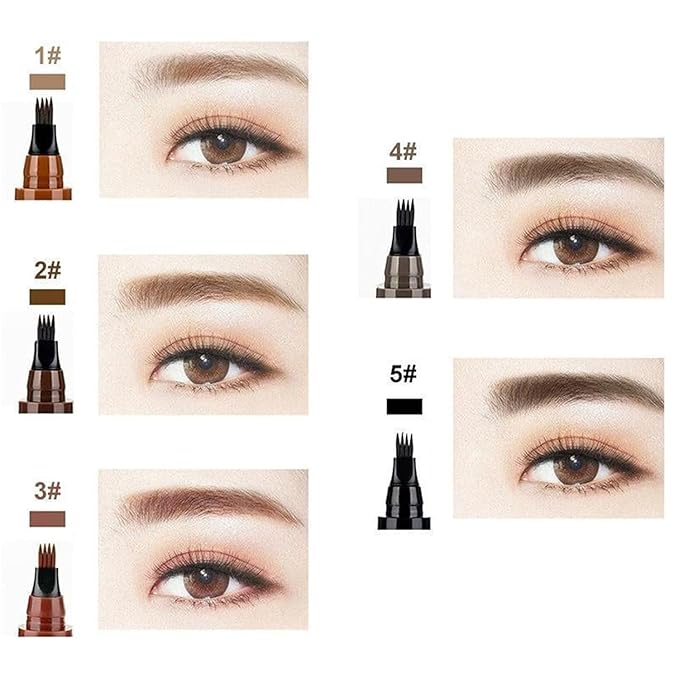 Lightsbetter Waterproof Brow Pen, Tint My 4 Tip Brow Waterproof, 4 Tipped Precise Brow Pen, Microblading Eyebrow Pen 4 Fork Tip Tattoo Pencil (4)