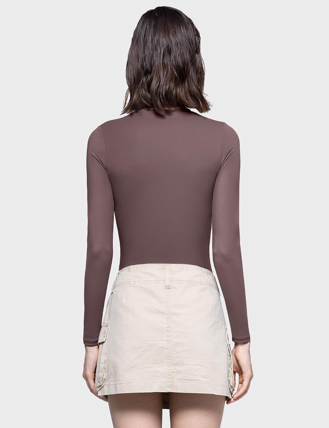 PUMIEY Women's Long Sleeve T Shirts Crew Neck Slim Fit Tops Sexy Basic Tee Smoke Cloud Pro Collection