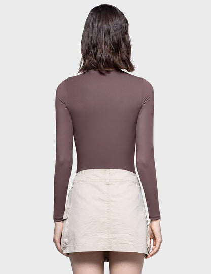PUMIEY Women's Long Sleeve T Shirts Crew Neck Slim Fit Tops Sexy Basic Tee Smoke Cloud Pro Collection