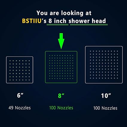8 Inch Rain Shower Head, BSTIIU High Flow Stainless Steel Square Rainfall ShowerHead, High Pressure Overhead Shower Heads, Wall  Ceiling Mount Ultra Thin Stainless Steel Shower Head, Brushed Gold