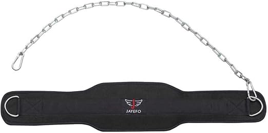 JAYEFO DIP BELT WITH CHAIN INDUSTRIAL STRENGTH STEEL 36 INCHES WEIGHTED CHAIN FOR DIPS PULL UPS WEIGHT LIFTING CROSSFIT - ONE SIZE FITS ALL