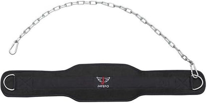 JAYEFO DIP BELT WITH CHAIN INDUSTRIAL STRENGTH STEEL 36 INCHES WEIGHTED CHAIN FOR DIPS PULL UPS WEIGHT LIFTING CROSSFIT - ONE SIZE FITS ALL