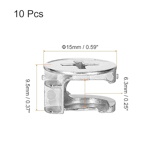 uxcell Cam Lock Nut for Furniture, 10pcs 15x9.5mm Joint Connector Locking Nuts Furniture Connecting Cam Fittings