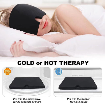 Migraine Relief Cap, Soothing Headache Ice Face Mask Products, Hot or Cold Therapy, Odorless Gel Migraine Headache Relief Cap for Migraine, Sinus, Tension, Puffy Eyes, Stress and Hangover (Black