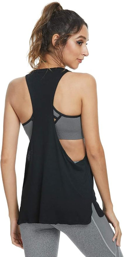 Cosy Pyro Workout Tank Tops for Women Lightweight Running Tanks Basic Gym Tops Sleeveless Athletic Yoga Shirts-4 Pack
