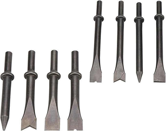 Air Chisel Head Hard Steel Solid Air Shovel Head Air Impact Hammer Bit Pneumatic Tool Accessoryies 150Y 190Y 250Y Cutting(4pcs 125mm Spring)
